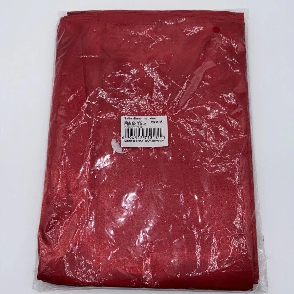 NIP Set Of 10 Red Satin Dinner Napkins 20” X 20” unbranded